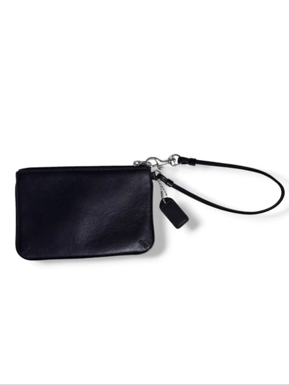 COACH Black Leather Zip Top Wristlet VINTAGE